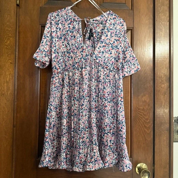 Lulus Express Yourself Blush Pink Floral Print Satin Babydoll Dress - Picture 3 of 6